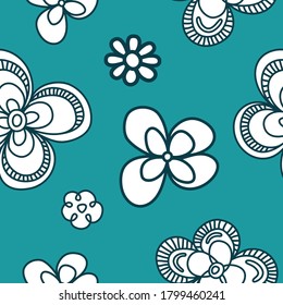 Abstract flower seamless pattern for print (textile, wallpaper, wrapping). Folk fashion and romantic wedding style. EPS10 vector