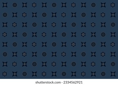 Abstrakte Blume nahtloses Muster mit thailändischer antiker Blume in Grau und dunkelblau auf indigo-blauem Hintergrund.Vektorgrafik für männliche männliche männliche Hemddmatratze, Stoffgewebe auf dem gesamten Druck