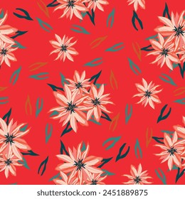 Abstract Flower, Seamless Pattern, Traditional Flower, Wallpaper, illustration, Ethnic, Backdrop, Vector, Beautiful, Dijital print