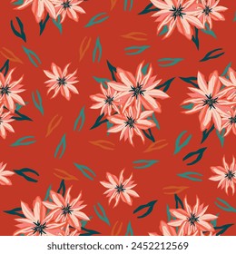 Abstract Flower, Seamless Pattern, Traditional Flower, Wallpaper, illustration, Ethnic, Backdrop, Vector, Beautiful, Dijital print