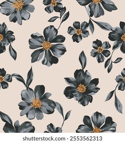 Abstract Flower, Seamless Pattern, Traditional Flower, Wallpaper, illustration, Dijital print