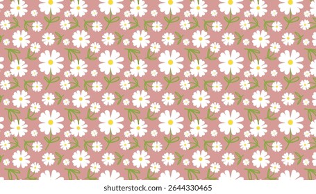 Abstract flower seamless pattern, Vector illustration botanical element, Doodle floral background, Cute polka flowers wallpaper.