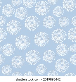 Abstract flower seamless pattern.Monochrome Floral Dot Motif. Seamless Pattern. Seamless abstract floral pattern. Vector illustration on blue background.graphic pattern with stylized floral ornament 