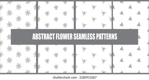Resumen conjunto de colección de patrones sin soldadura de flores. Ilustración vectorial. 