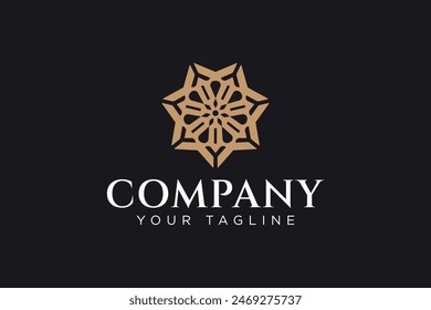 abstract flower with septagon shape logo design for decoration, fashion, boutique and jewelery