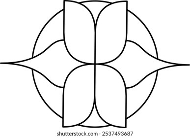 Abstract Flower Shape in Black and White