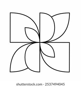 Abstract Flower Shape in Black and White
