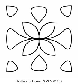 Abstract Flower Shape in Black and White for Logo idea, element, background