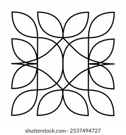 Abstract Flower Shape in Black and White for Logo idea, element, background