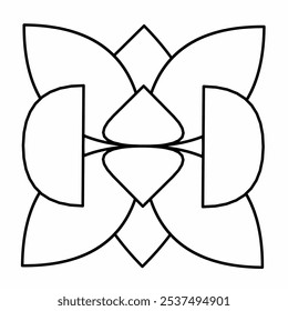 Abstract Flower Shape in Black and White for Logo idea, element, background