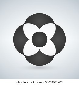 Abstract flower shape concept. Can be used for ui, apps, web, Logo idea. Vector illustration isolated on modern background.