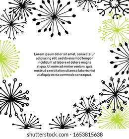 forma de flor abstracta. verde con negro. para logos, diseño, postales, patrones, adornos. elemento aislado sobre fondo blanco. plantilla de texto con marco
