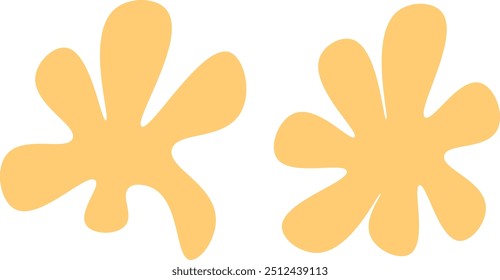 Abstract flower shape icon on white background. Hand Drawn Star Vector. Abstract florals spring shape. Botanical icon, simple flower icon. Yellow flower geometric shapes