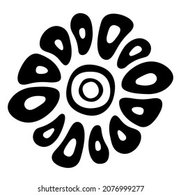 Abstract flower shape, isolated on white background. Handdrawn design element. Vector monochrome illustration.