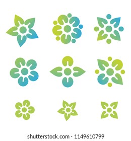 Abstract Flower Shape Logo Design Vector set