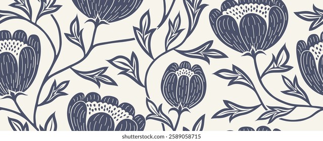 Abstract flower shape organic seamless pattern. floral pattern.