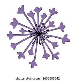 forma de flor abstracta. violeta con negro. para logos, diseño, postales, patrones, adornos. elemento aislado sobre fondo blanco