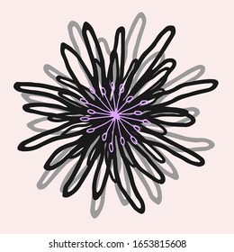 abstract flower shape. violet with gray. for logos, design, postcards, patterns, ornaments. isolated element on light pink background