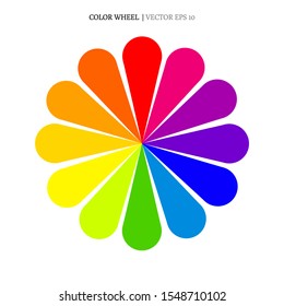 Abstract flower shaped color wheel isolated on white background. Vector illustration for your graphic design.