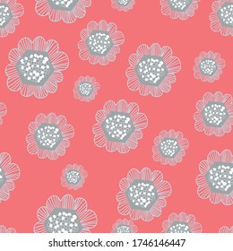 ABSTRACT FLOWER SCHLIESST hexagonales Vektormuster- sich wiederholende Dodles-Linien kreisförmig um geometrische Tapeten- nahtloser Hintergrund rot Vektor Blumenvektor