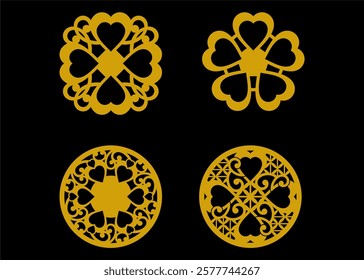 Abstract Flower Silhouette Icons Set. Sign Kit of Spring Floral. Minimal Style Pictograms of Tribal Ethnic, Cute Decoration, Yoga Label. Simple Plant Black Symbol Isolated. Vector Icon shape for stamp