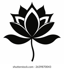 Abstract flower silhouette on a clean white background. A simple, elegant design suitable for various creative projects and applications.
