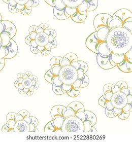 Abstract flower sketch hand drawn for mandala, floral, geometrical shapes drawing. Simple spring summer hand flower pattern for used textiles, tiles, wallpapers..,