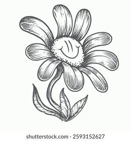 Abstract flower with smile hand draw