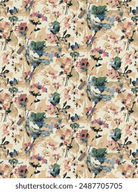Abstract flower solid modern textile vector design, all over seamless pattern with tone colour illustration digital image printing factory