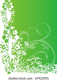 abstract flower spring summer illustration vector green background