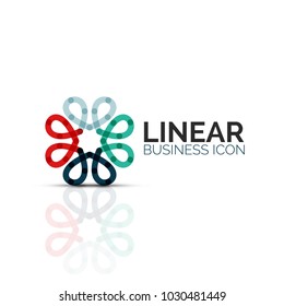 Abstract flower or star, linear thin line icon. Minimalistic business geometric shape symbol created with line segments. Vector illustration