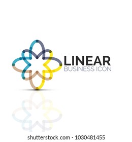 Abstract flower or star, linear thin line icon. Minimalistic business geometric shape symbol created with line segments. Vector illustration