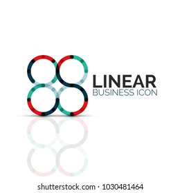 Abstrakte Blume oder Stern, lineares Symbol für dünne Linie. Minimalistisches geometrisches Symbol für die geometrische Form von Geschäftsprozessen, das mit Liniensegmenten erstellt wurde. Vektorgrafik