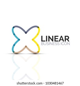 Abstract flower or star, linear thin line icon. Minimalistic business geometric shape symbol created with line segments. Vector illustration