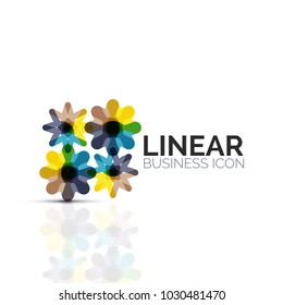 Abstract flower or star, linear thin line icon. Minimalistic business geometric shape symbol created with line segments. Vector illustration