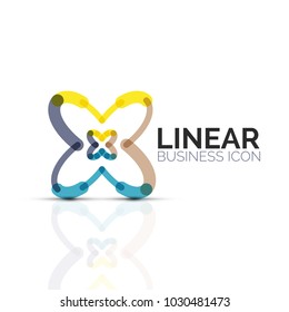 Abstract flower or star, linear thin line icon. Minimalistic business geometric shape symbol created with line segments. Vector illustration