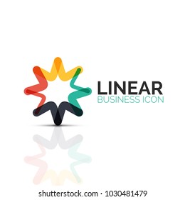 Abstract flower or star, linear thin line icon. Minimalistic business geometric shape symbol created with line segments. Vector illustration