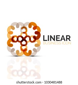 Abstrakte Blume oder Stern, lineares Symbol für dünne Linie. Minimalistisches geometrisches Symbol für die geometrische Form von Geschäftsprozessen, das mit Liniensegmenten erstellt wurde. Vektorgrafik