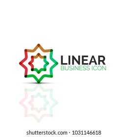 Abstract flower or star, linear thin line icon. Minimalistic business geometric shape symbol created with line segments. Vector illustration