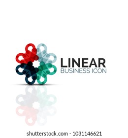 Abstract flower or star, linear thin line icon. Minimalistic business geometric shape symbol created with line segments. Vector illustration