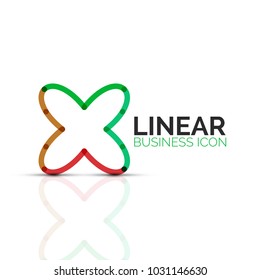 Abstract flower or star, linear thin line icon. Minimalistic business geometric shape symbol created with line segments. Vector illustration