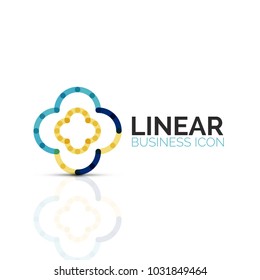 Abstract flower or star, linear thin line icon. Minimalistic business geometric shape symbol created with line segments. Vector illustration