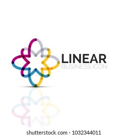 Abstract flower or star, linear thin line icon. Minimalistic business geometric shape symbol created with line segments. Vector illustration