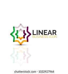 Abstract flower or star, linear thin line icon. Minimalistic business geometric shape symbol created with line segments. Vector illustration