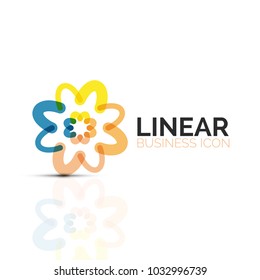 Abstract flower or star, linear thin line icon. Minimalistic business geometric shape symbol created with line segments. Vector illustration