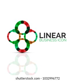 Abstract flower or star, linear thin line icon. Minimalistic business geometric shape symbol created with line segments. Vector illustration