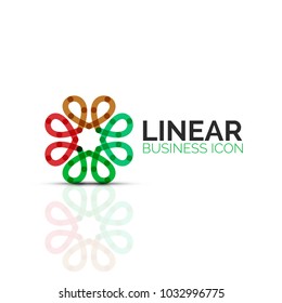 Abstract flower or star, linear thin line icon. Minimalistic business geometric shape symbol created with line segments. Vector illustration