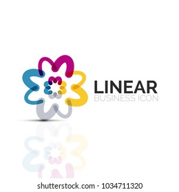 Abstract flower or star, linear thin line icon. Minimalistic business geometric shape symbol created with line segments. Vector illustration