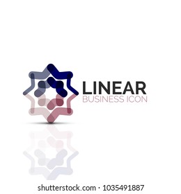 Abstract flower or star, linear thin line icon. Minimalistic business geometric shape symbol created with line segments. Vector illustration