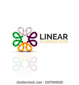 Abstract flower or star, linear thin line icon. Minimalistic business geometric shape symbol created with line segments. Vector illustration